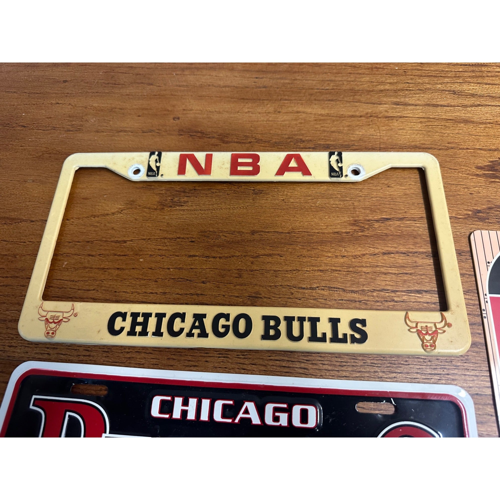 Vintage 1990s Chicago Bulls License Plate + Frame Team Logo & Door Hanger