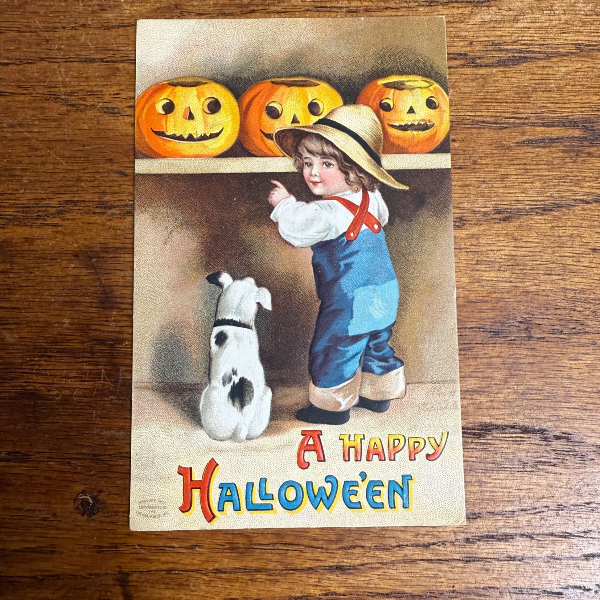 Vintage 1911 Halloween Postcard Clapsaddle Farmer Dog JOLs