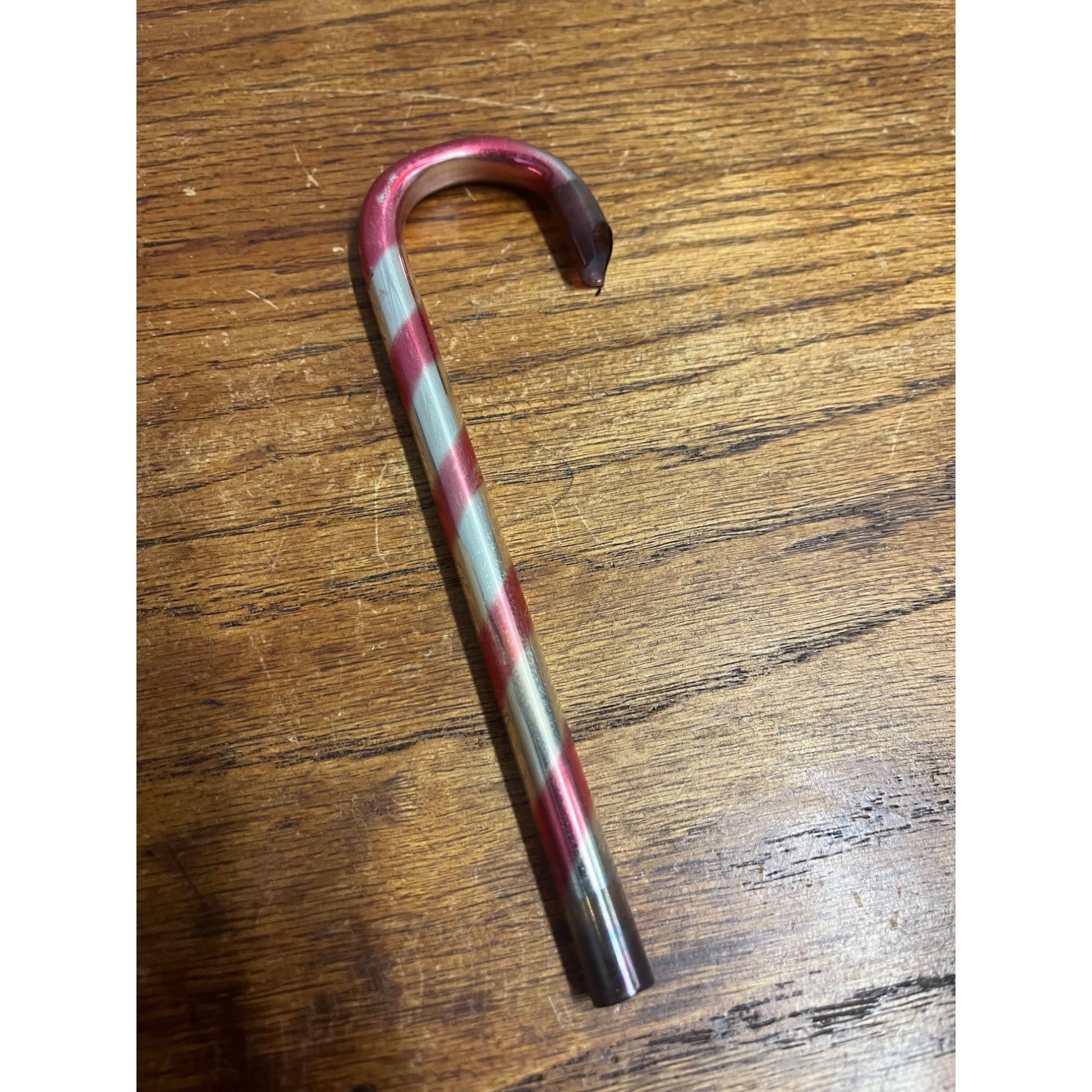 Vintage Mercury Glass Christmas Tree Ornament Red Stripe Candy Cane - Kentlee