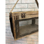 Antique Wooden Cricket Fishing Bait Box Wire Screen Carrier Primitive Cage Handmade 1920s Cabin Decor
