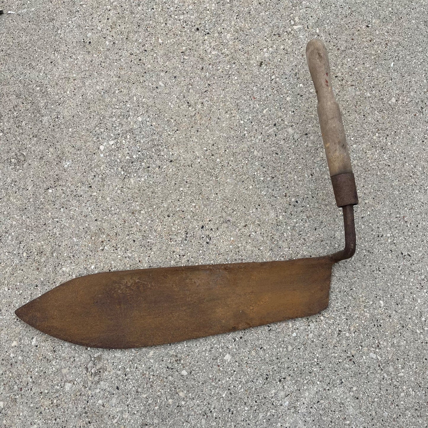 Antique Primitive Steel 22" Hay Knife Farm Harvesting Tool w/ Wooden Handle