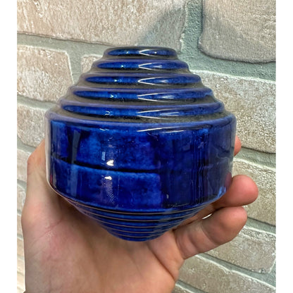 VTG LIGHTNING ROD BALL WEATHERVANE BALL COBALT BLUE CERAMIC POTTERY STAIRCASE