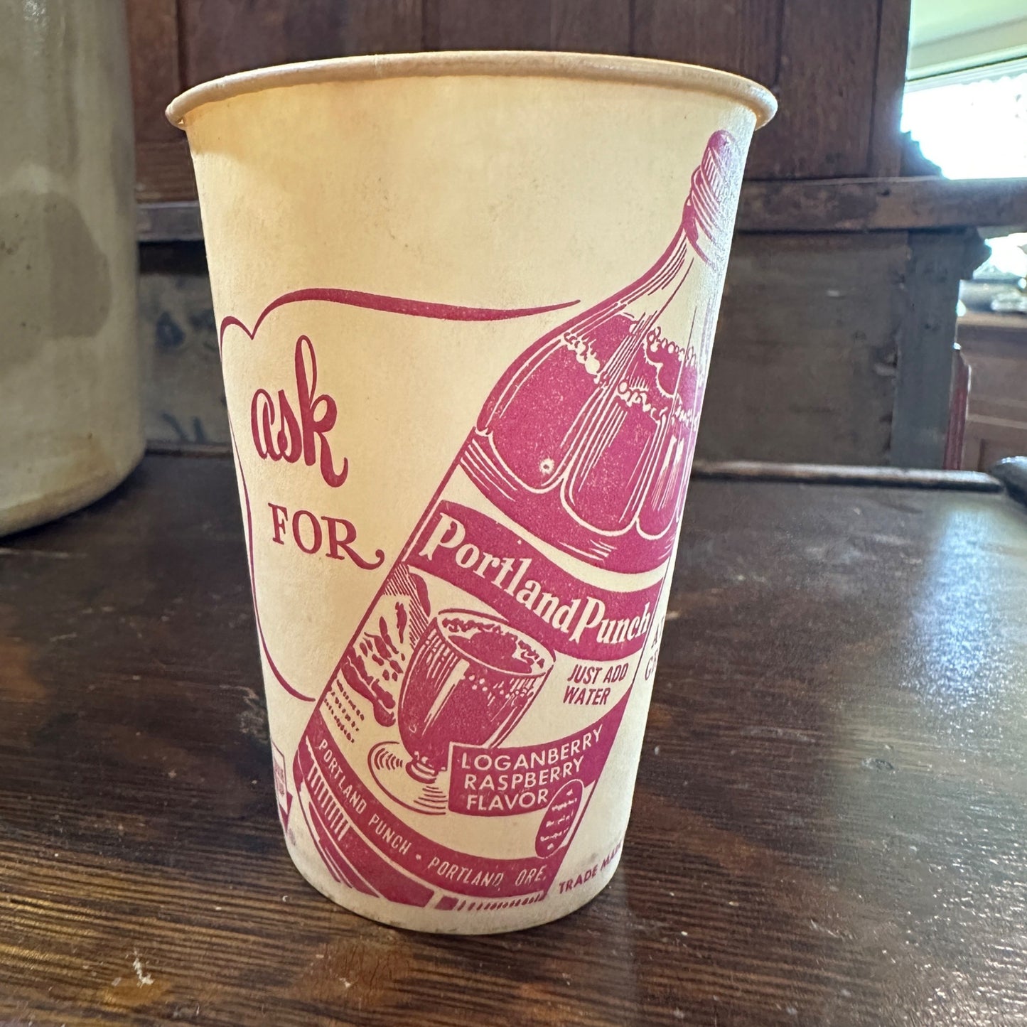 SCARCE Portland Punch Paper Wax Sample Cup 3-3/4" Soda Promotional