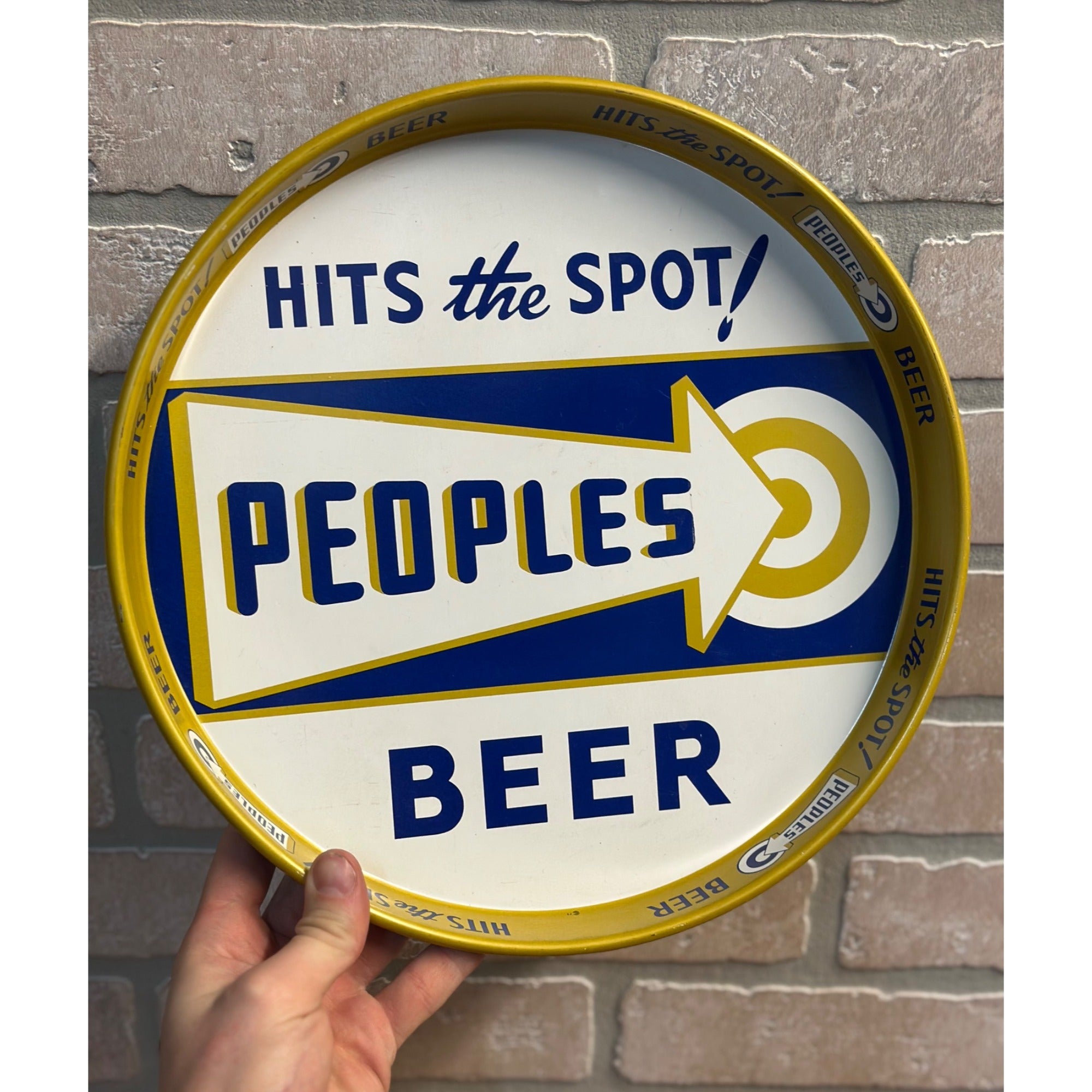 Vintage 1950s People's Brewing Co. Beer 12" Advertising Serving Tray Oshkosh Wis
