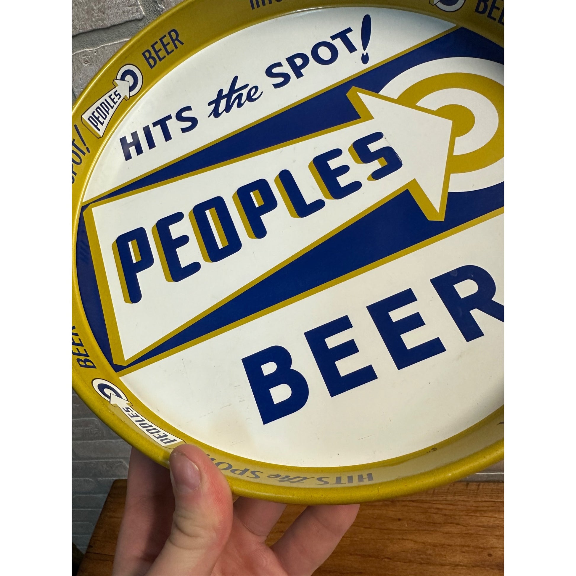 Vintage 1950s People's Brewing Co. Beer 12" Advertising Serving Tray Oshkosh Wis