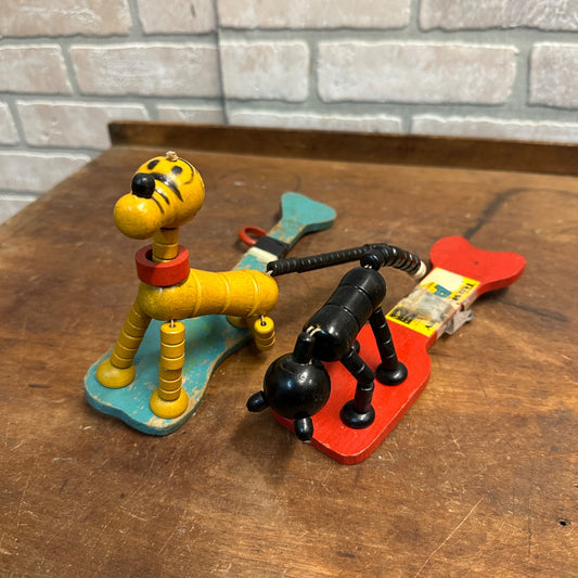 Vintage 1950s Fisher Price Tailspin Tabby & Pluto the Dog Wooden Popup Toys