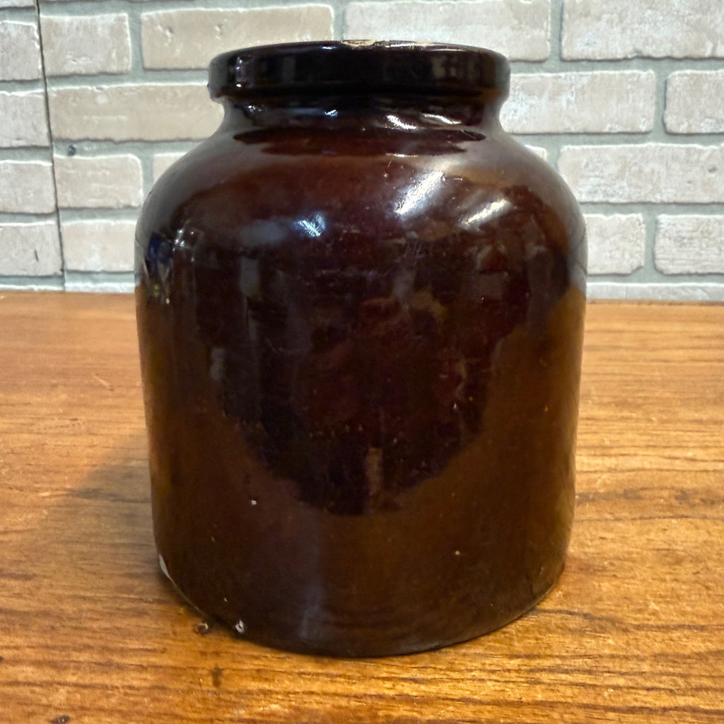 BROWN RED WING 7" PRESERVE JUG  MINNESOTA STONEWARE CO. RED WING, BOTTOM MARK