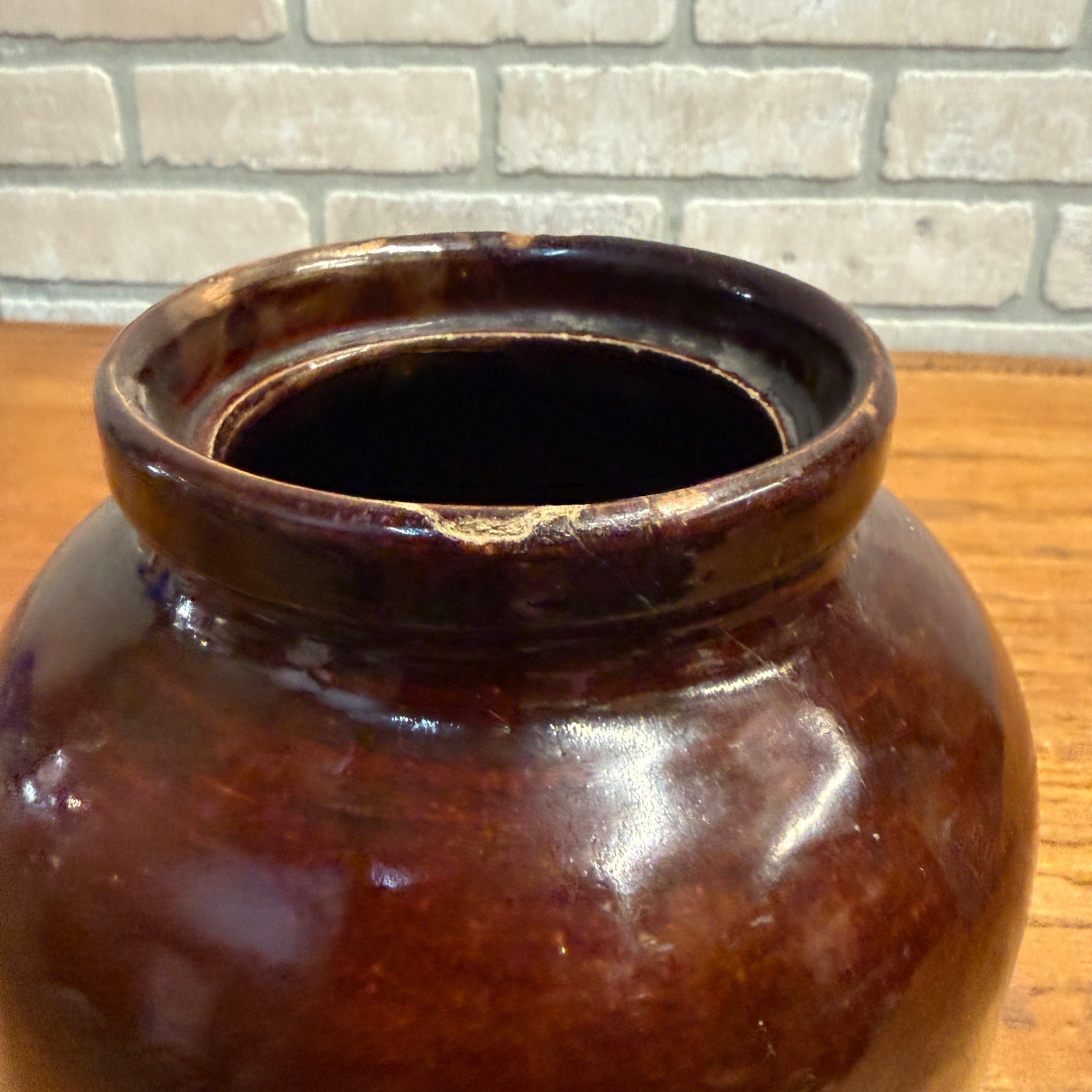 BROWN RED WING 7" PRESERVE JUG  MINNESOTA STONEWARE CO. RED WING, BOTTOM MARK