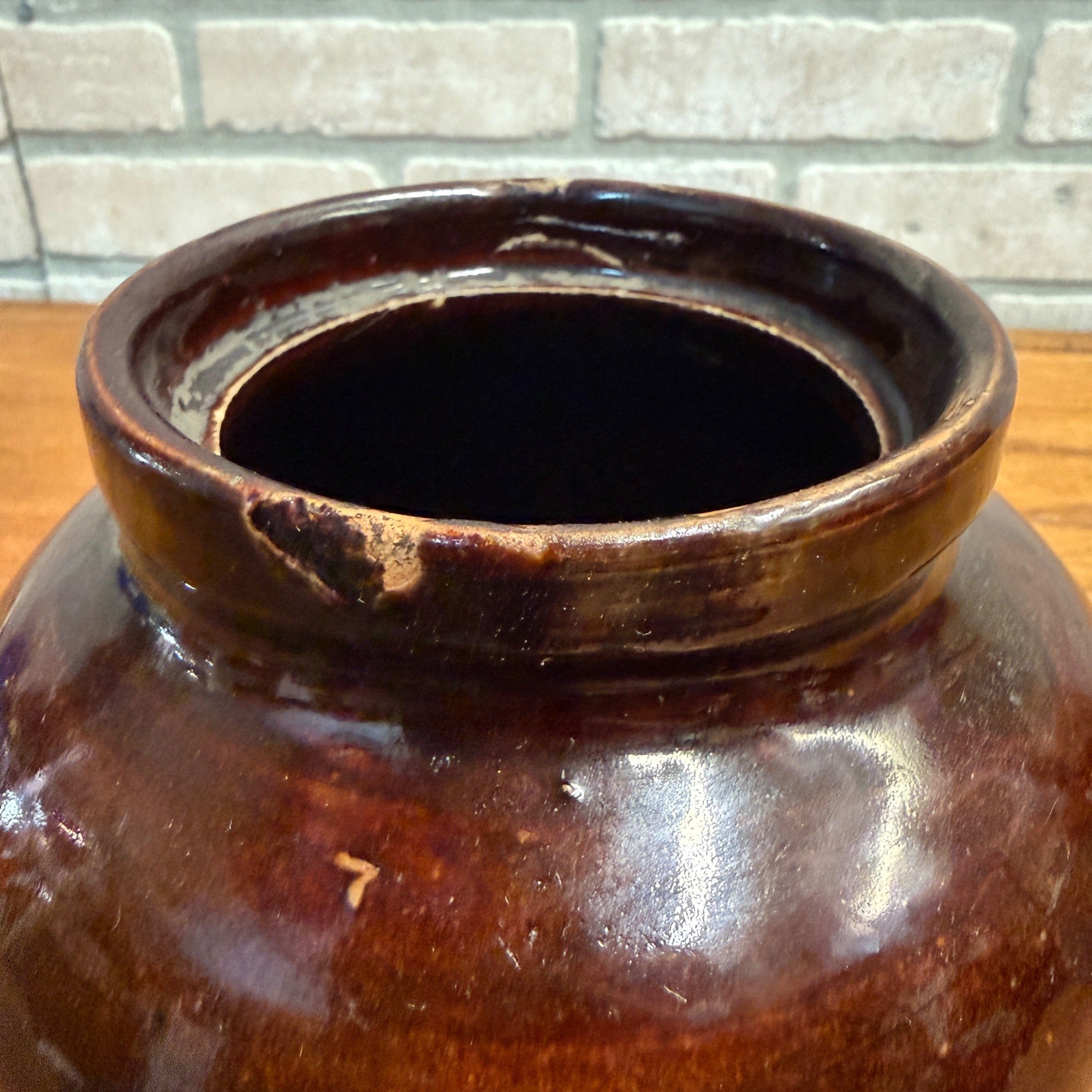 BROWN RED WING 7" PRESERVE JUG  MINNESOTA STONEWARE CO. RED WING, BOTTOM MARK