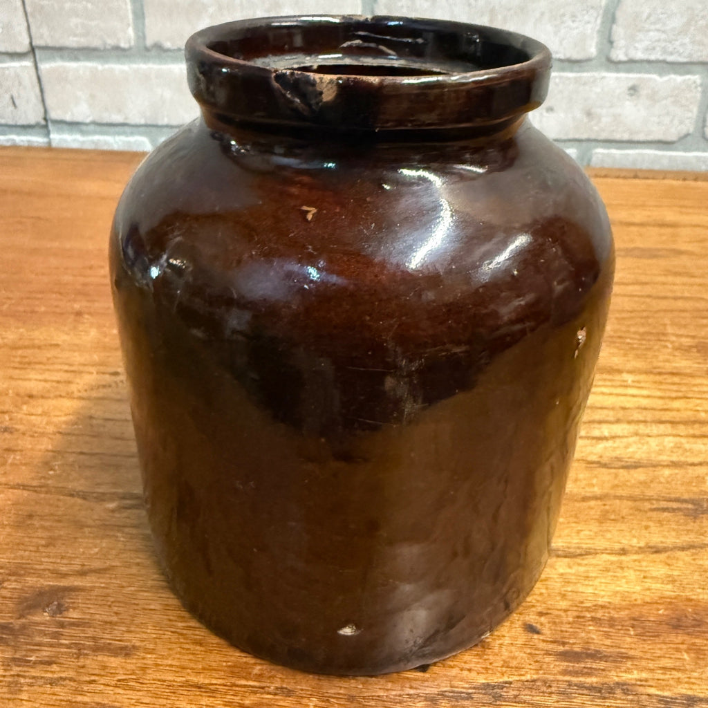 BROWN RED WING 7" PRESERVE JUG  MINNESOTA STONEWARE CO. RED WING, BOTTOM MARK