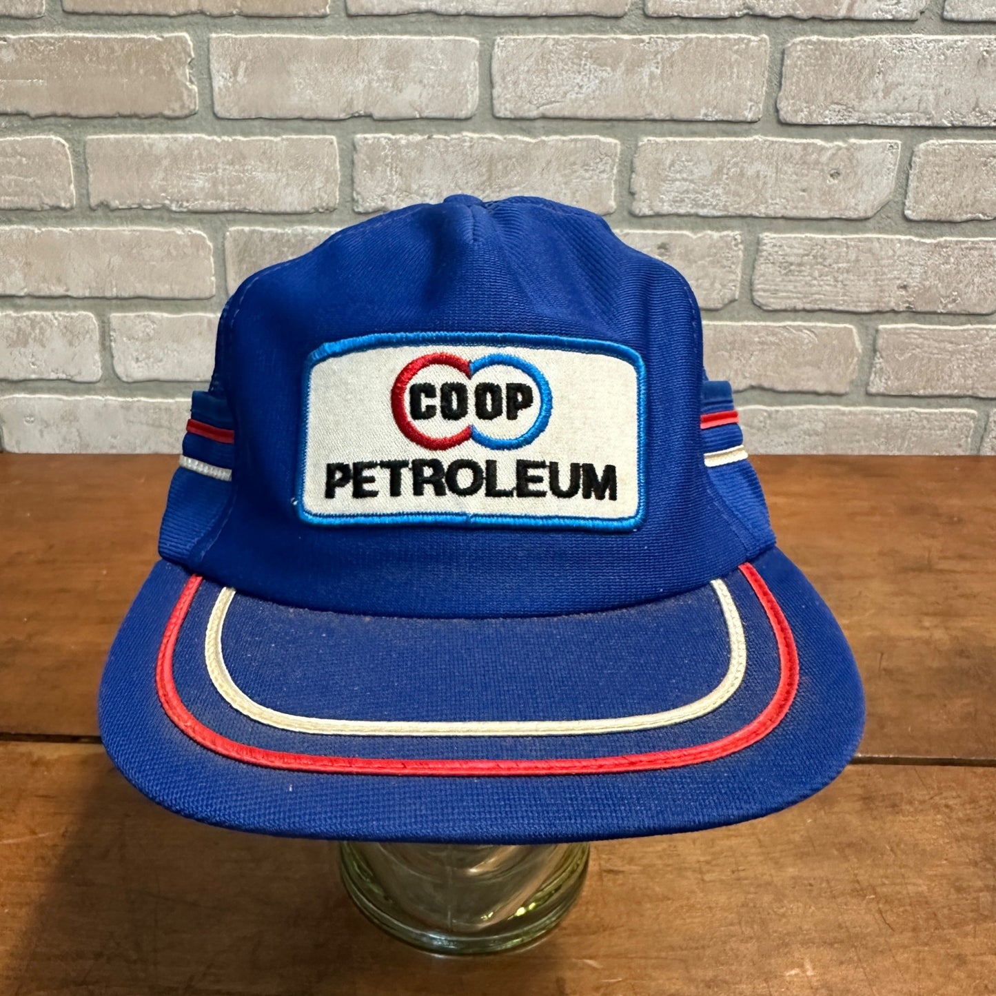 COOP PETROLEUM OIL 3 STRIPE HAT RED WHITE BLUE RETRO SNAPBACK HAT