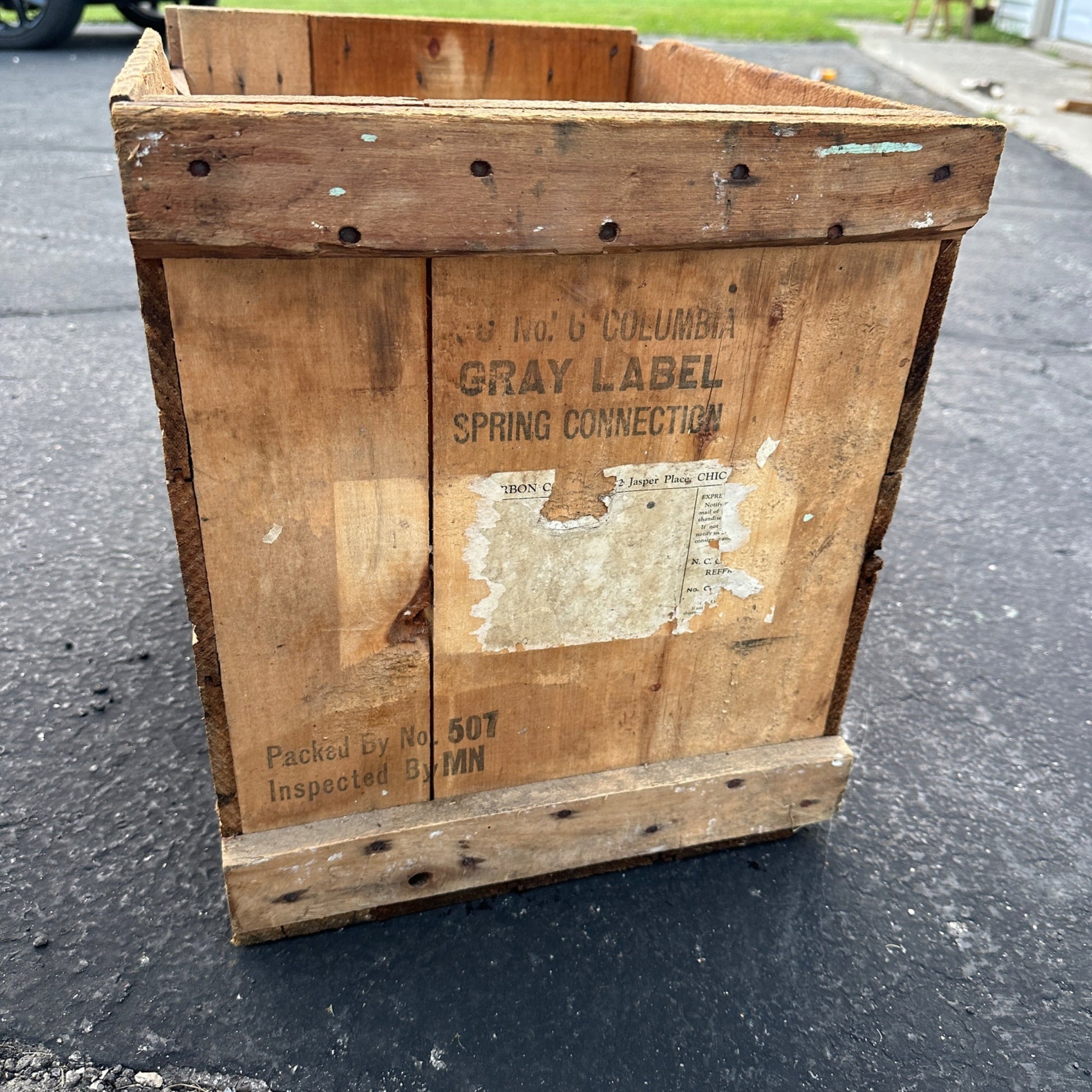 VINTAGE WOODEN CRATE WOOD BOX EVEREADY COLUMBIA BATTERIES NY ADVERTISING
