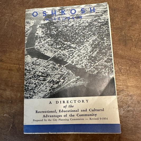 1957c Oshkosh Wisconsin Directory Advertising Recreational Edicational Cultural Map