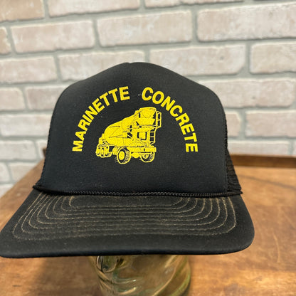 MARINETTE CONCRETE WISCONSIN BLACK CATAPILLAR COLORS  SNAPBACK HAT CONSTRUCTION