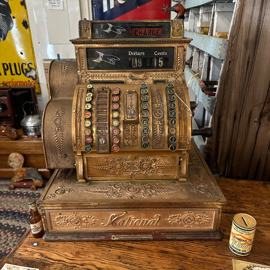 1910S  MODEL 441 BRASS NATIONAL CASH REGISTER FOR PARTS RESTORATION