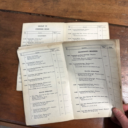 Vintage 1949 Dodge Passenger Car Service Operation Time Schedule Models D-24, D-29, D-30