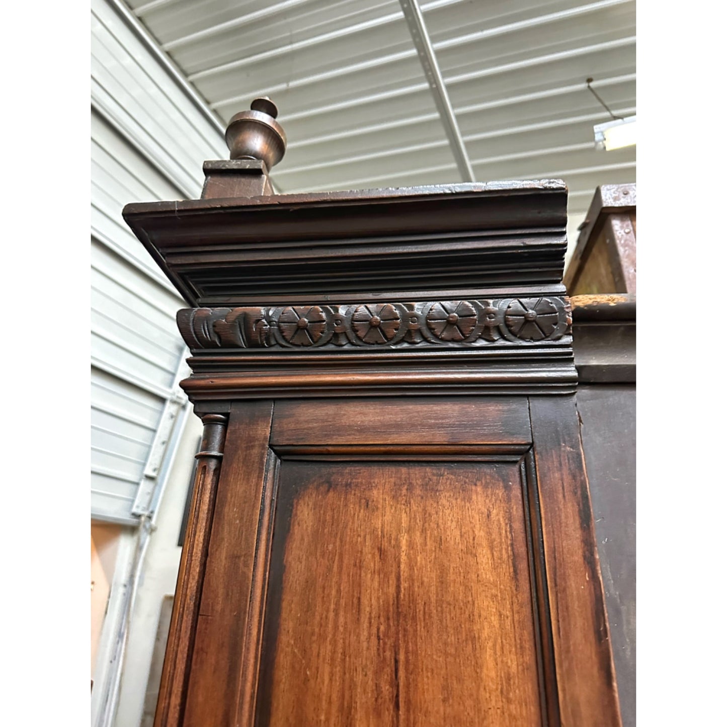 Antique 1900s French Carved Walnut Rococo Style Hutch Sideboard Server Cabinet