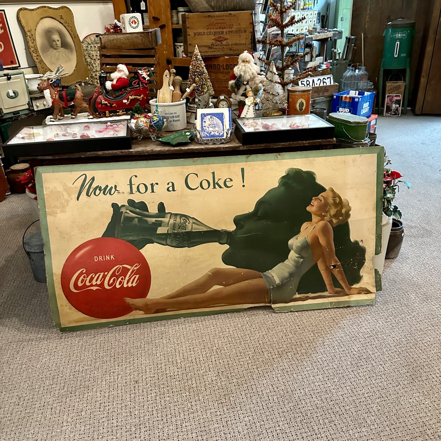 Vintage Cardstock 1951 Coca Cola Soda Sign Now Lets Have A Coke Women