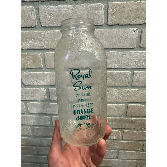 Vintage 1950s Royal Sun Orange Juice Glass Bottle Container 32oz