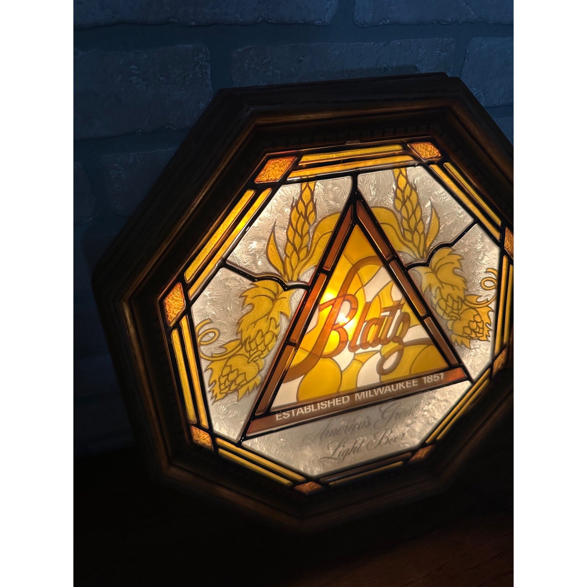 Vintage 1978 Blatz Beer Lighted Bar Sign 16x16 Light Beer Mancave Sign RARE