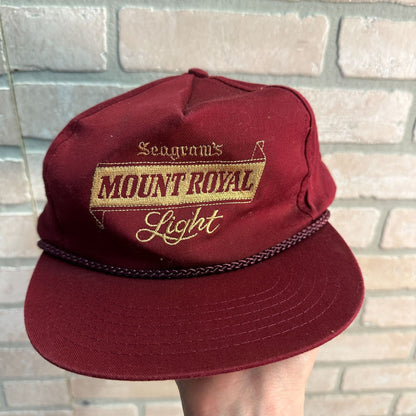 VINTAGE RED MOUNT ROYAL LIGHT SEAGRAMS RETRO SNAPBACK HAT ROPE EMBROIDERED