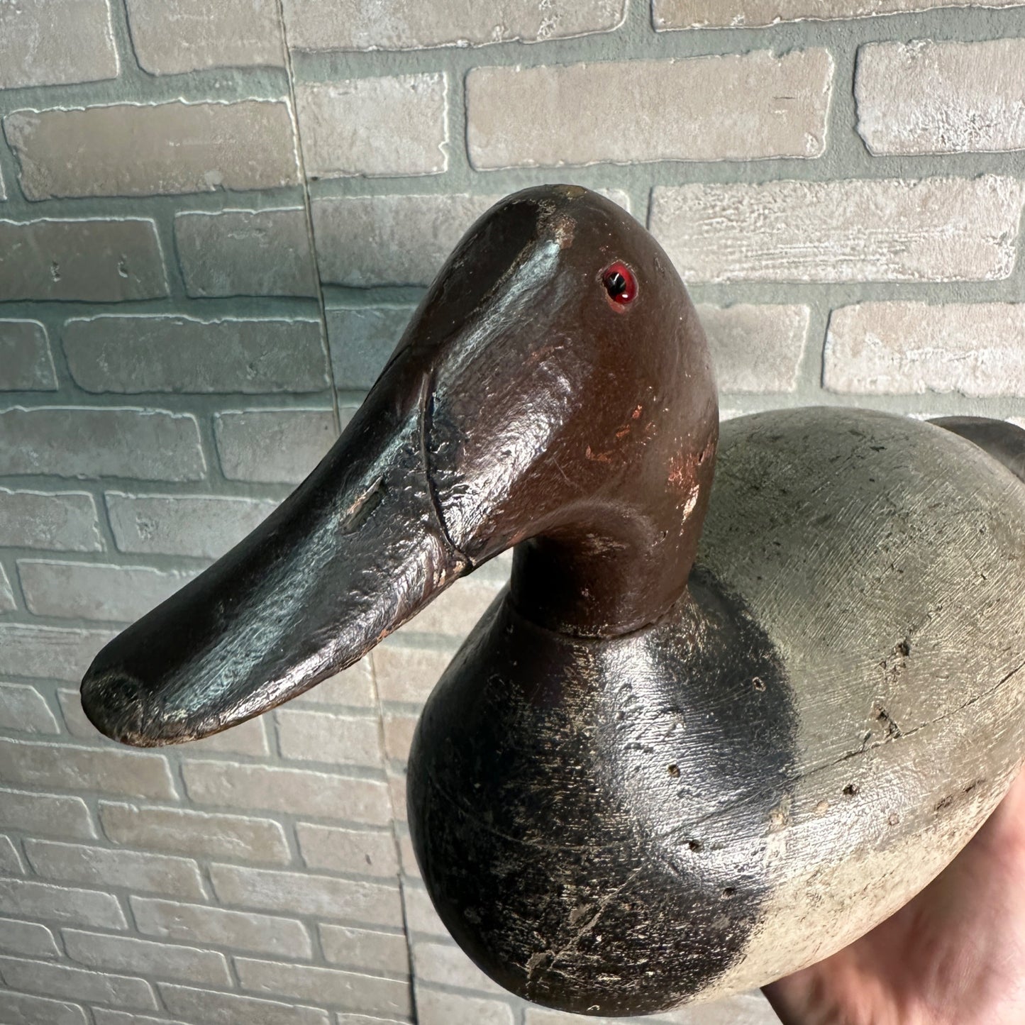 Antique Original Paint Evans Wooden Duck Decoy Mammoth Canvasback Drake