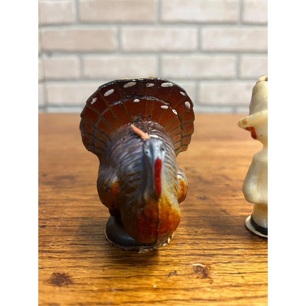 Vintage Thanksgiving Turkey Pilgrim Mobil Oil Tavern Figural Wax Candles