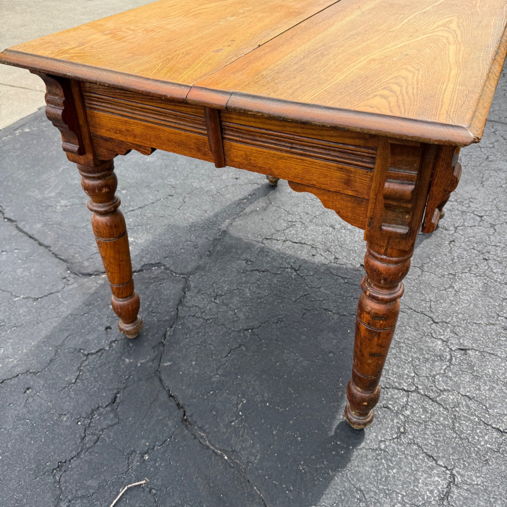 Antique Primitive 19th c. Small Oak Farmhouse Table Kitchen Console 1900s