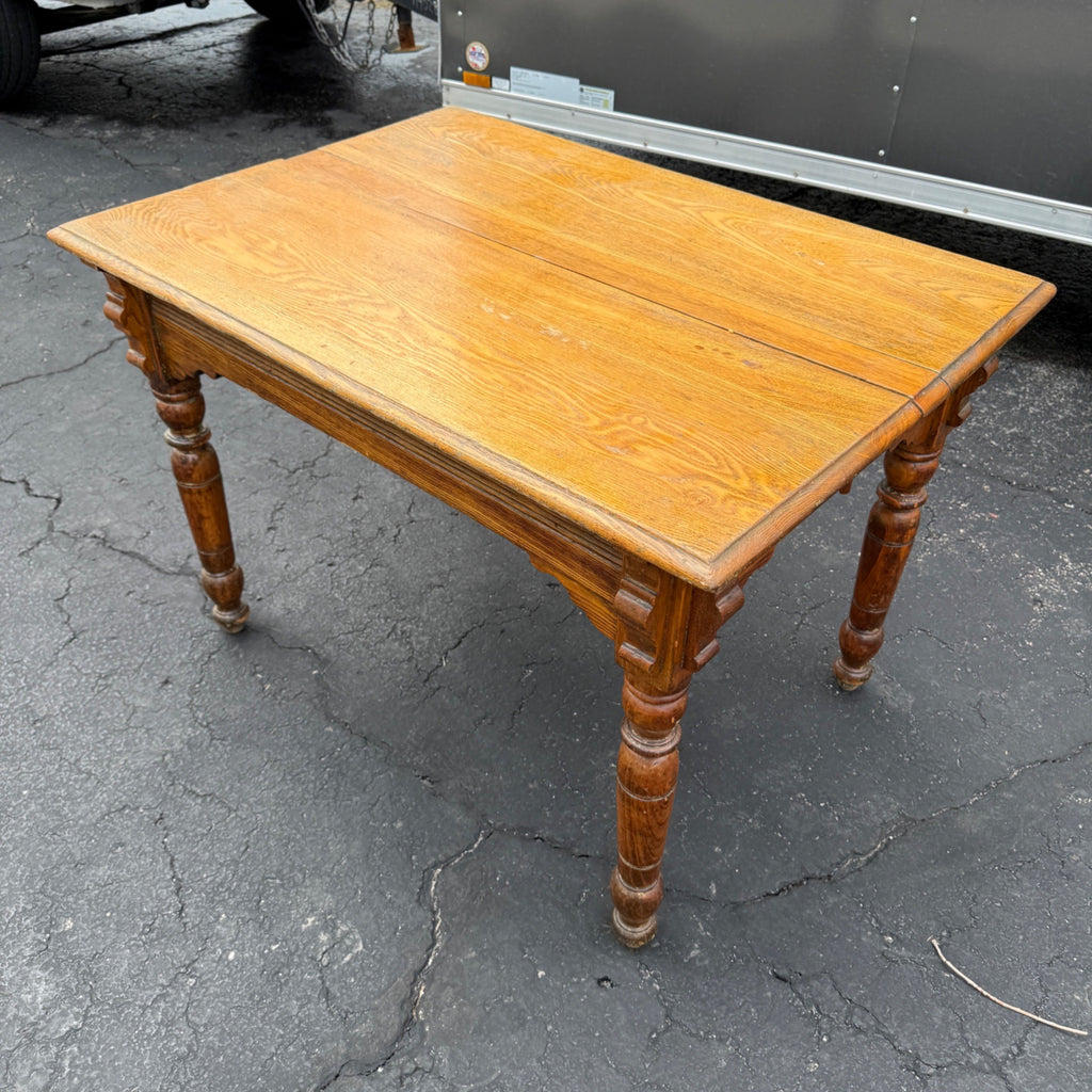 Antique Primitive 19th c. Small Oak Farmhouse Table Kitchen Console 1900s