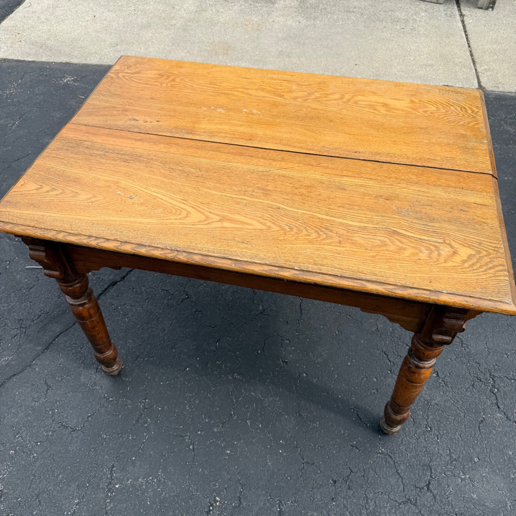 Antique Primitive 19th c. Small Oak Farmhouse Table Kitchen Console 1900s