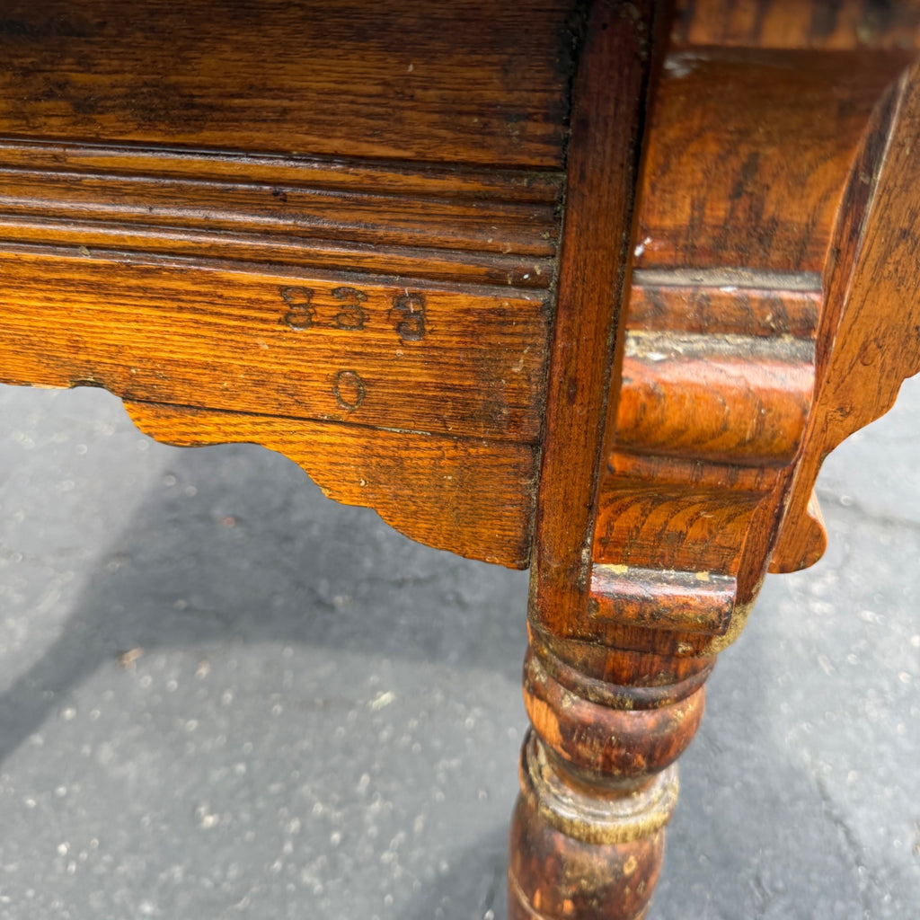 Antique Primitive 19th c. Small Oak Farmhouse Table Kitchen Console 1900s