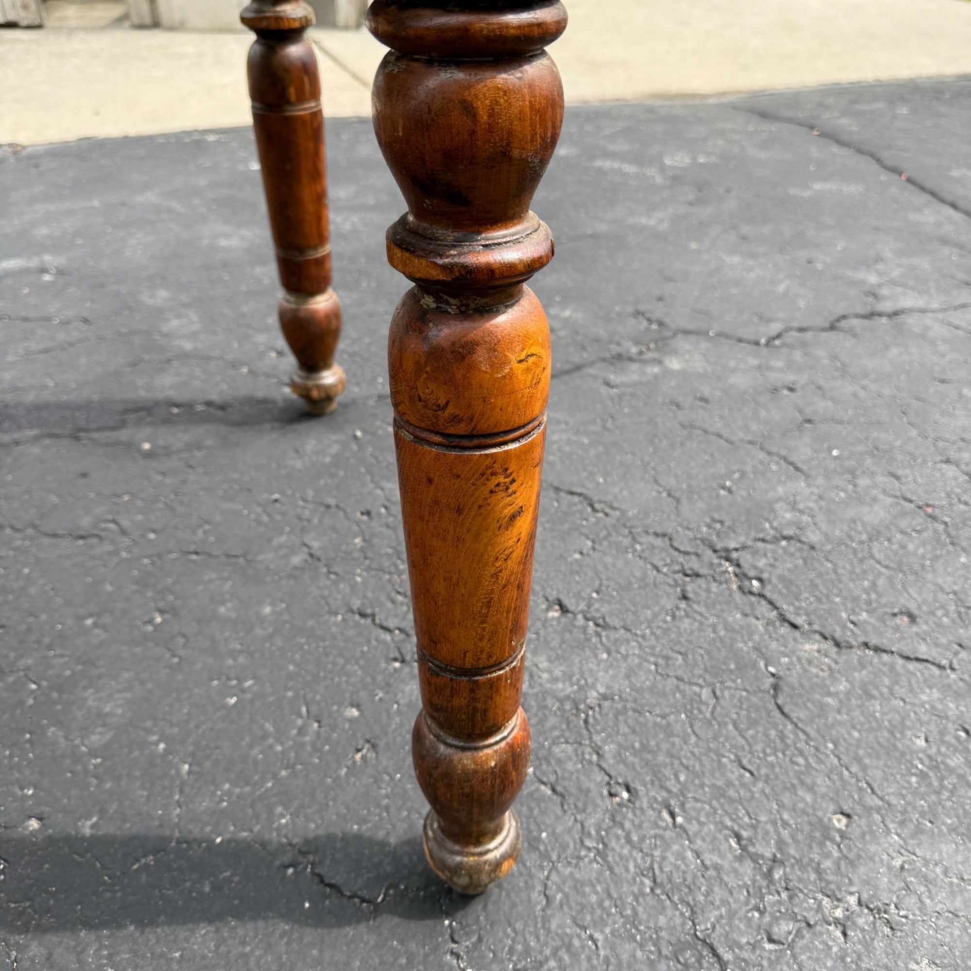 Antique Primitive 19th c. Small Oak Farmhouse Table Kitchen Console 1900s