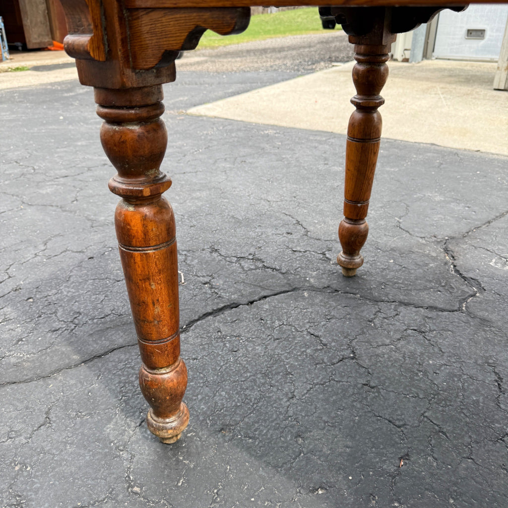 Antique Primitive 19th c. Small Oak Farmhouse Table Kitchen Console 1900s