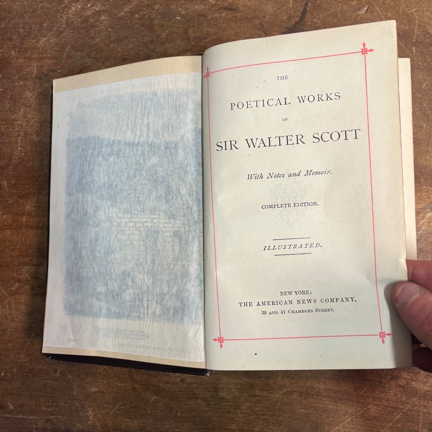 Antique c1890s Poetical Works of Sir Walter Scott Leather Bound Hardcover Poems