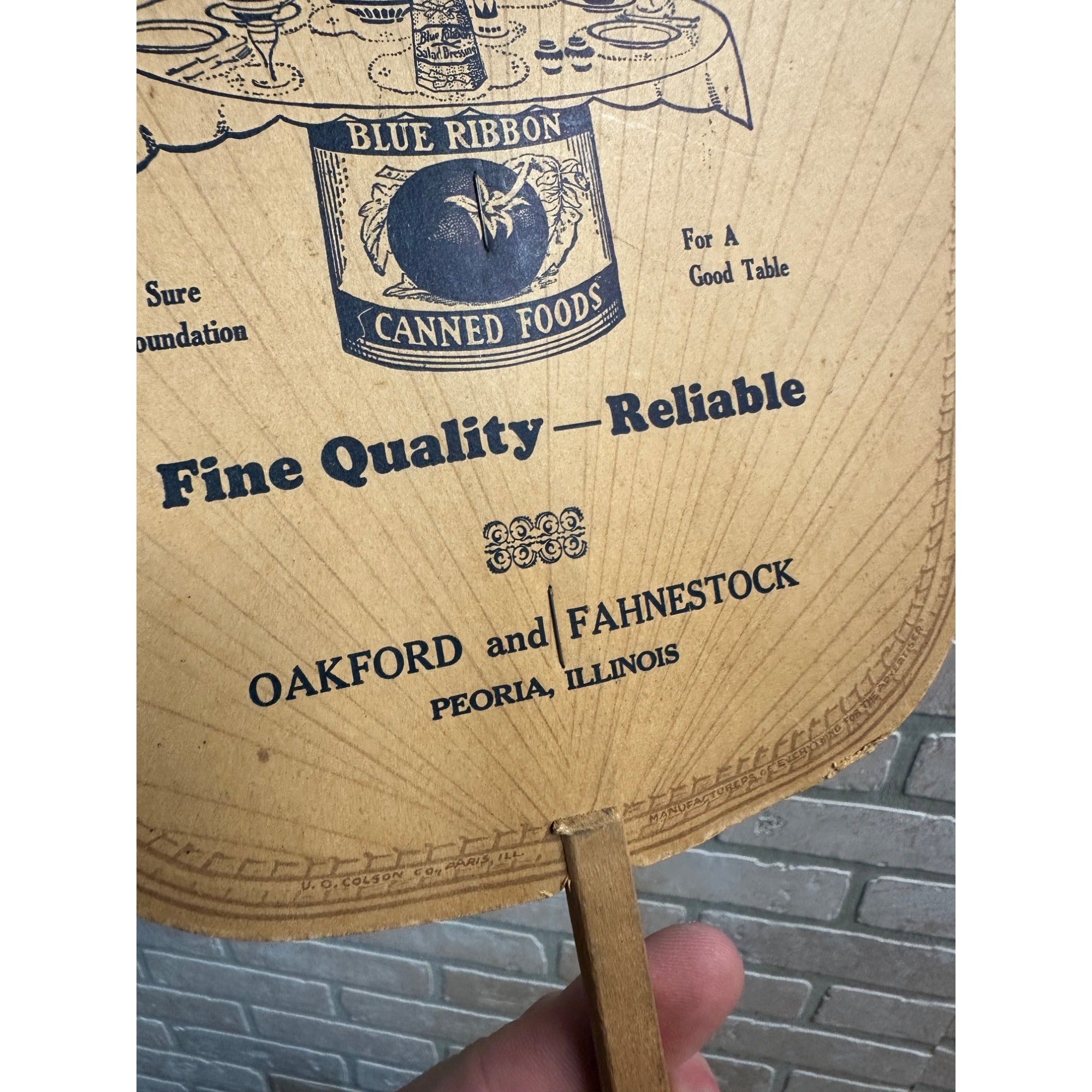 Vintage 1930s-40s Blue Ribbon Foods Advertising Hand Fan