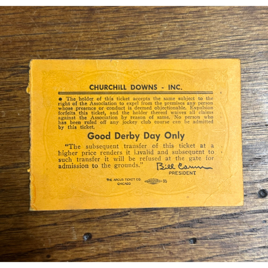 Original 1959 Churchill Downs Kentucky Derby Clubhouse Box Seat Ticket Vintage