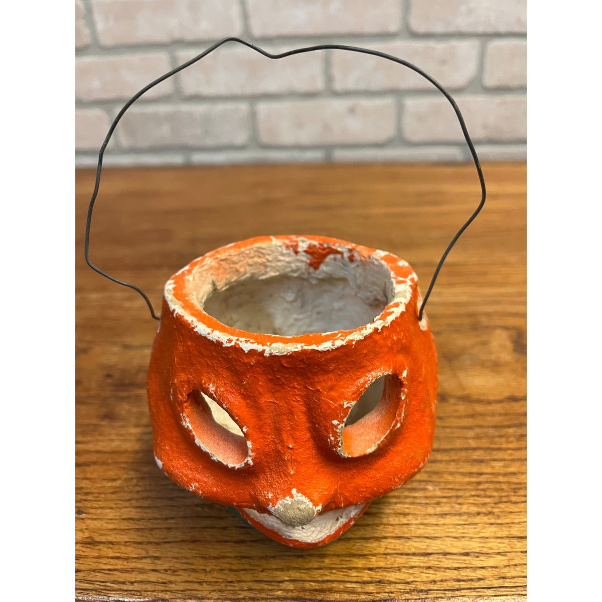 Vintage Halloween Heavy Pulp Jack o' Lantern JOL Unusual Rare Face Small 4"