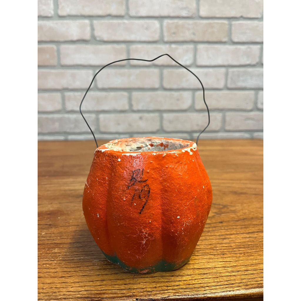 Vintage Halloween Heavy Pulp Jack o' Lantern JOL Unusual Rare Face Small 4"