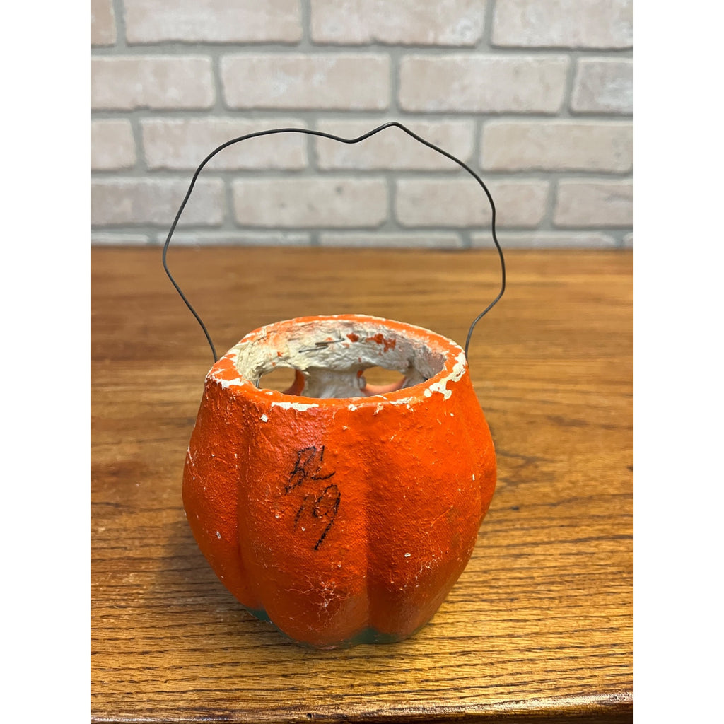 Vintage Halloween Heavy Pulp Jack o' Lantern JOL Unusual Rare Face Small 4"