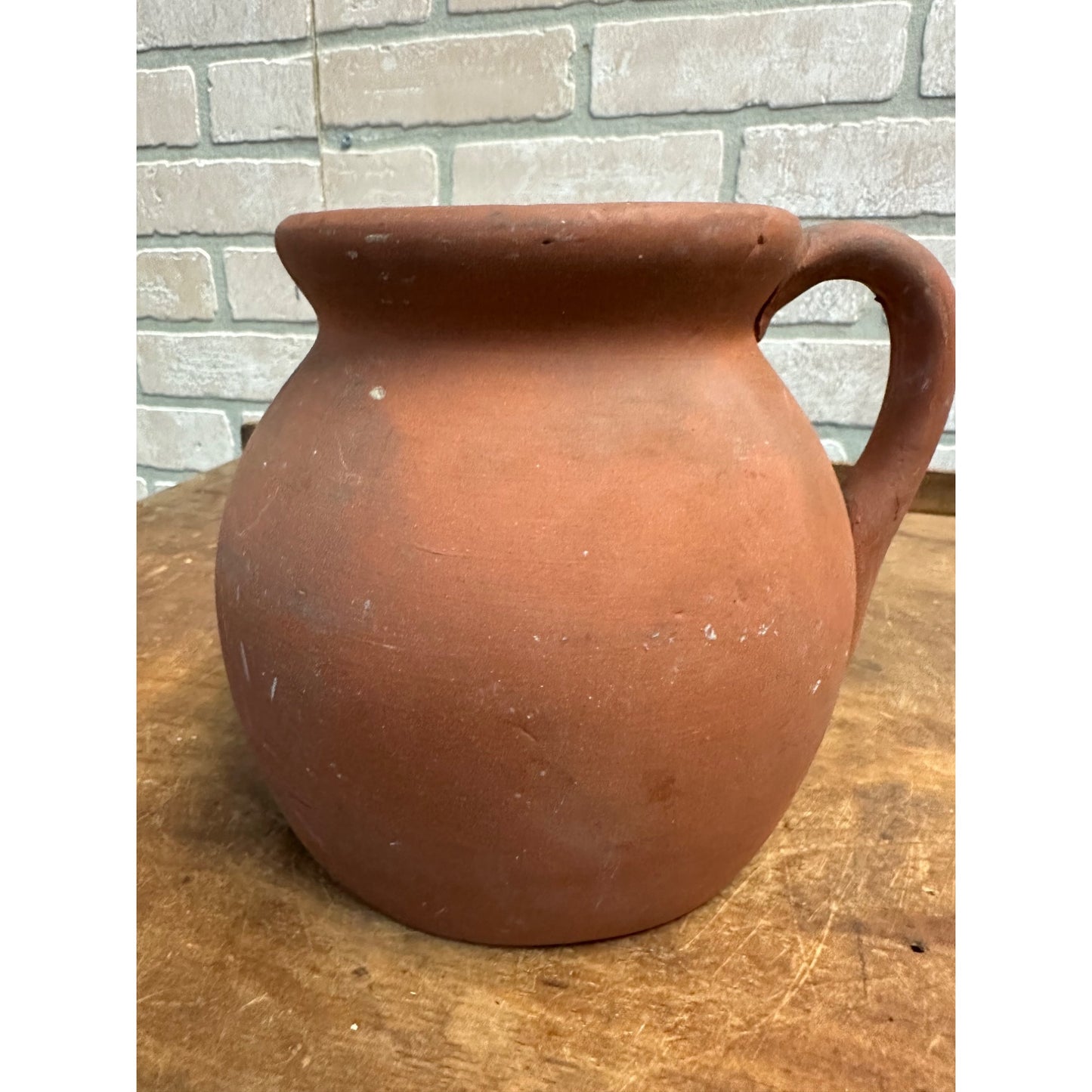 Antique 1800s Earthenware Clay Stoneware Measure Handled Bowl - Wisconsin