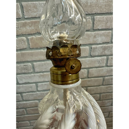 Antique Fenton Plume Feather White Opalescent Art Glass EAPG Oil Lamp