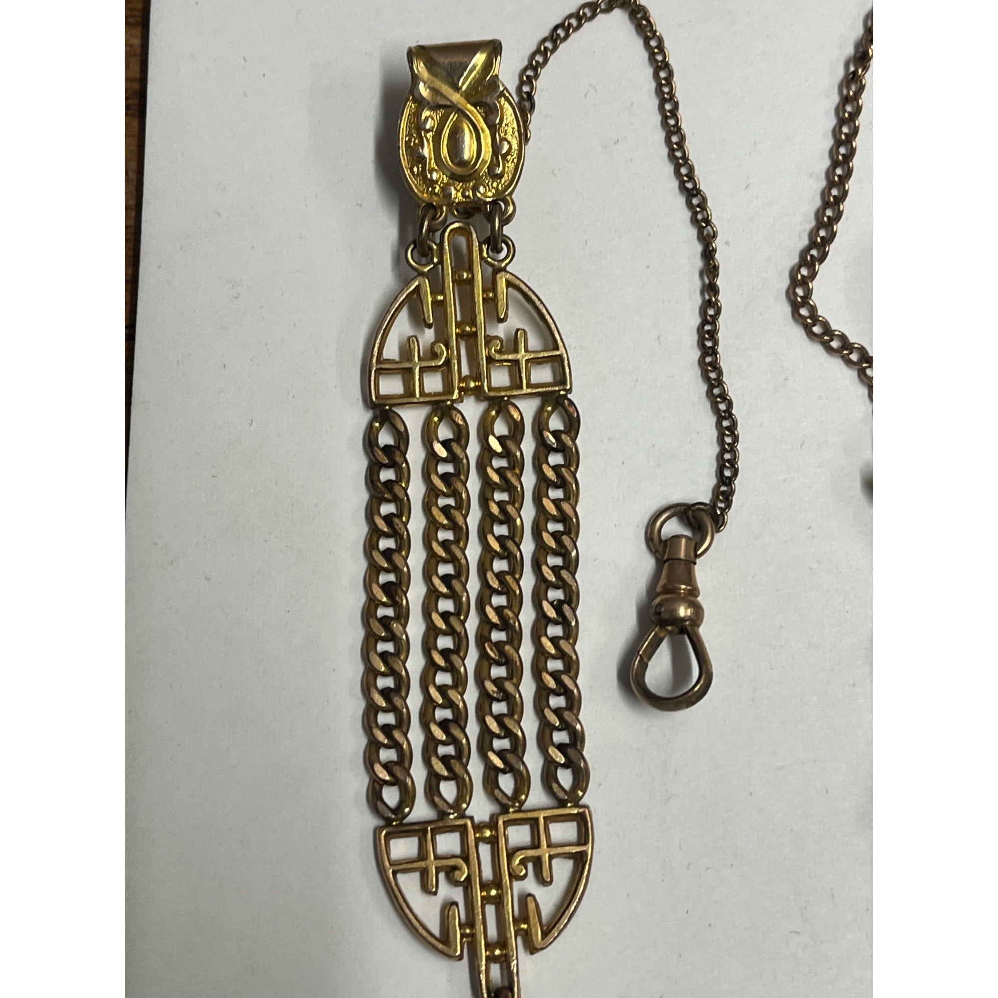 Antique Victorian Mens Pocket Watch Vest Clip Chain Ornate Lot (2) Gold Filled