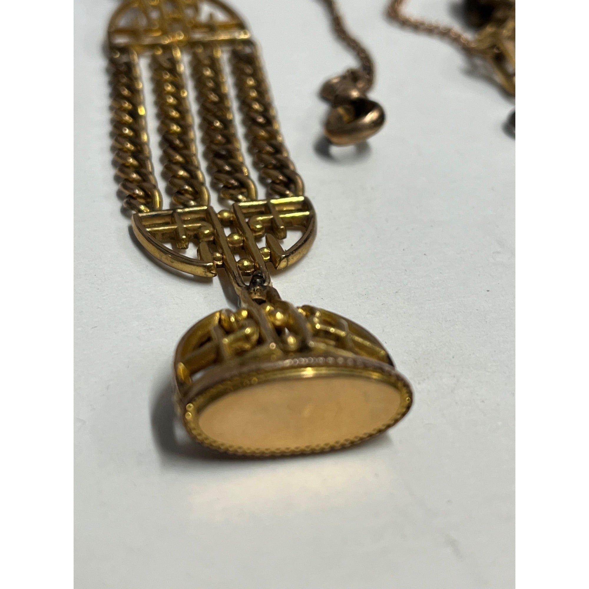 Antique Victorian Mens Pocket Watch Vest Clip Chain Ornate Lot (2) Gold Filled