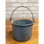 Antique Primitive Gray Enamel Graniteware Berry Bucket / Berry Pail / Farmhouse Decor/ Miniature -No lid-