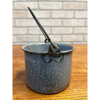 Antique Primitive Gray Enamel Graniteware Berry Bucket / Berry Pail / Farmhouse Decor/ Miniature -No lid-