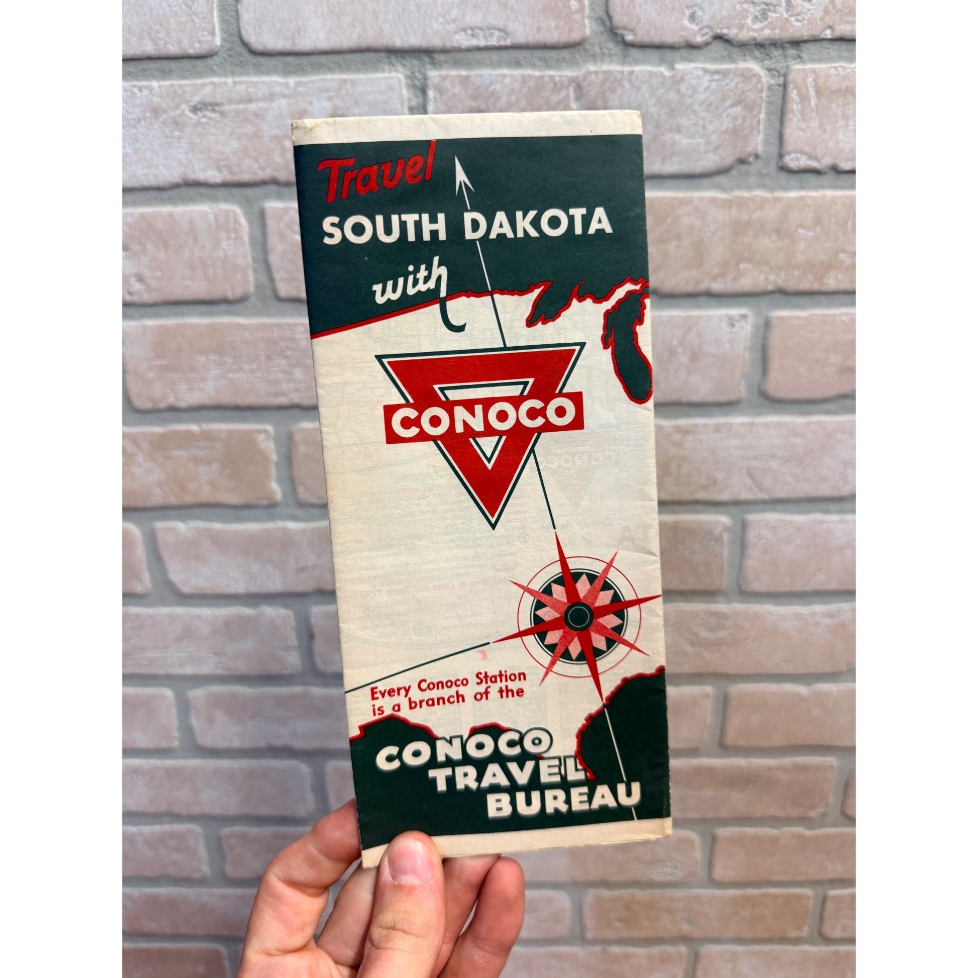 Vintage Conoco Oil Gas Service Station Advertising Road Map South Dakota
