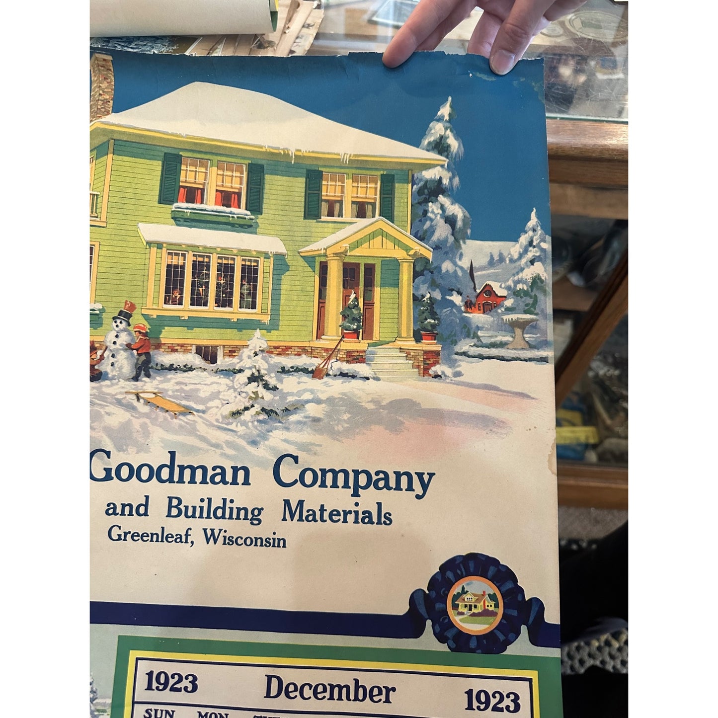 Vintage Fuller Goodman Lumber (Oshkosh Wis) Advertising Calendar Sign Farm Litho