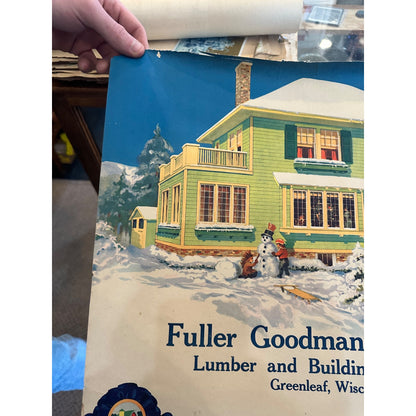 Vintage Fuller Goodman Lumber (Oshkosh Wis) Advertising Calendar Sign Farm Litho