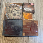 (5) Steampunk Industrial Copper Printing Blocks Small Engines Motor Newspaper