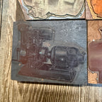 (5) Steampunk Industrial Copper Printing Blocks Small Engines Motor Newspaper